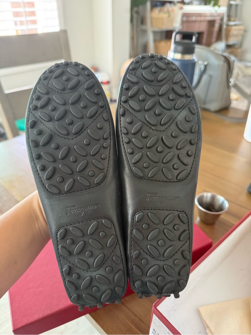 Salvatore Ferragamo Saba Black Leather Loafers with Silver Gancini Hardware - Picture 3 of 5